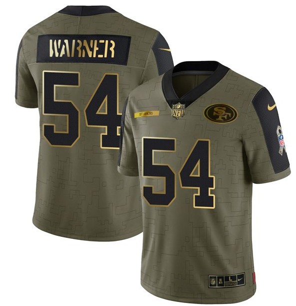 Men's San Francisco 49ers Customized Olive Salute To Service Golden Limited Stitched Jersey